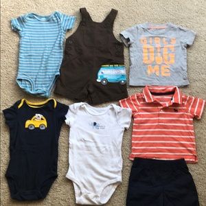 Baby Carter’s 2 Outfits, 2 Onesies, and shirt.